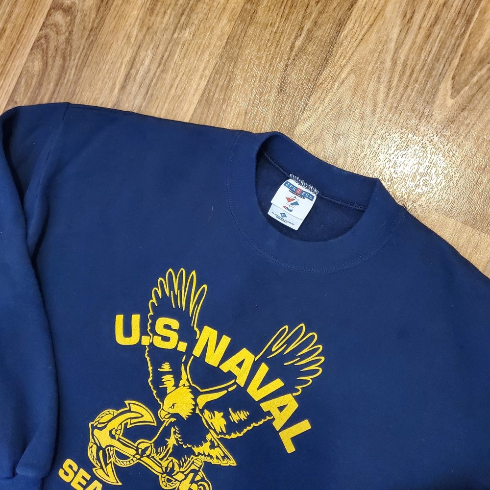 Vintage 90s U.S. Naval Sea Cadets Sweatshirt Crewneck Men XL Blue Military USA‎